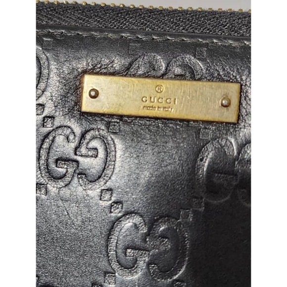 Authentic GUCCI Leather Guccissima Long Zippy Wallet Black - Picture 7 of 11